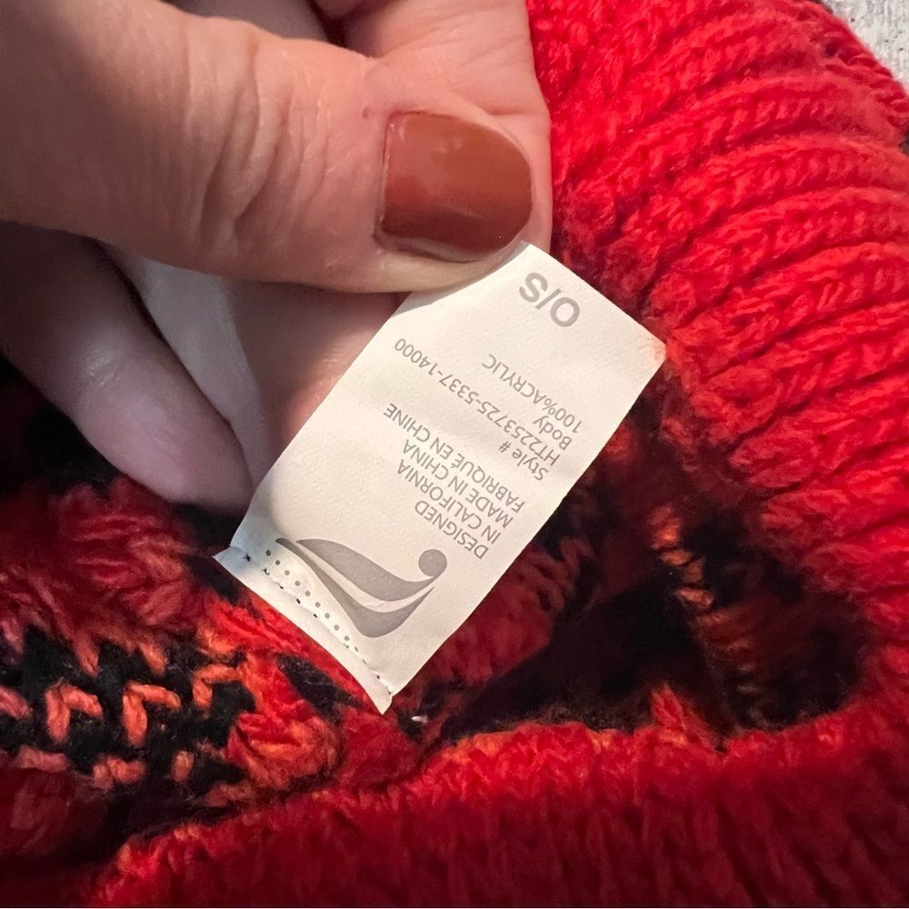 Fabletics Red Cheetah Print Beanie Winter Hat - image 5